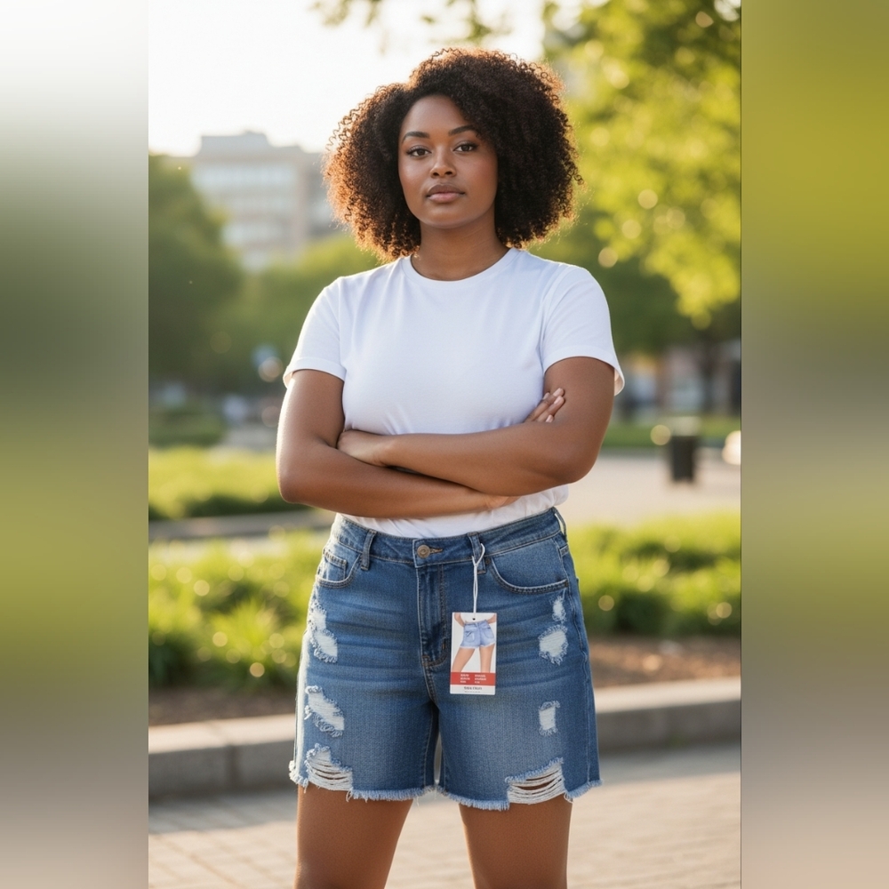 Wax Jean Distressed Blue Jean Shorts
